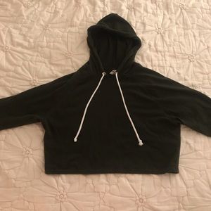 Olive green cropped hoodie